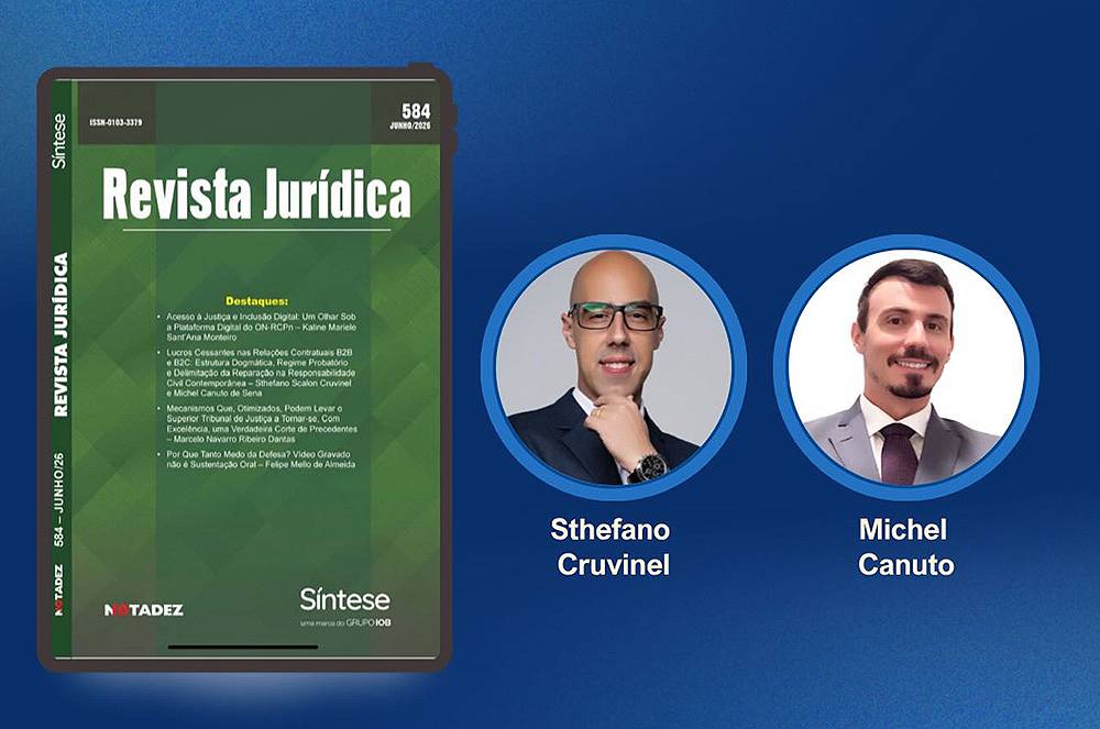 Sthefano Cruvinel publica artigo sobre lucros cessantes no direito civil contemporâneo na Revista Síntese
